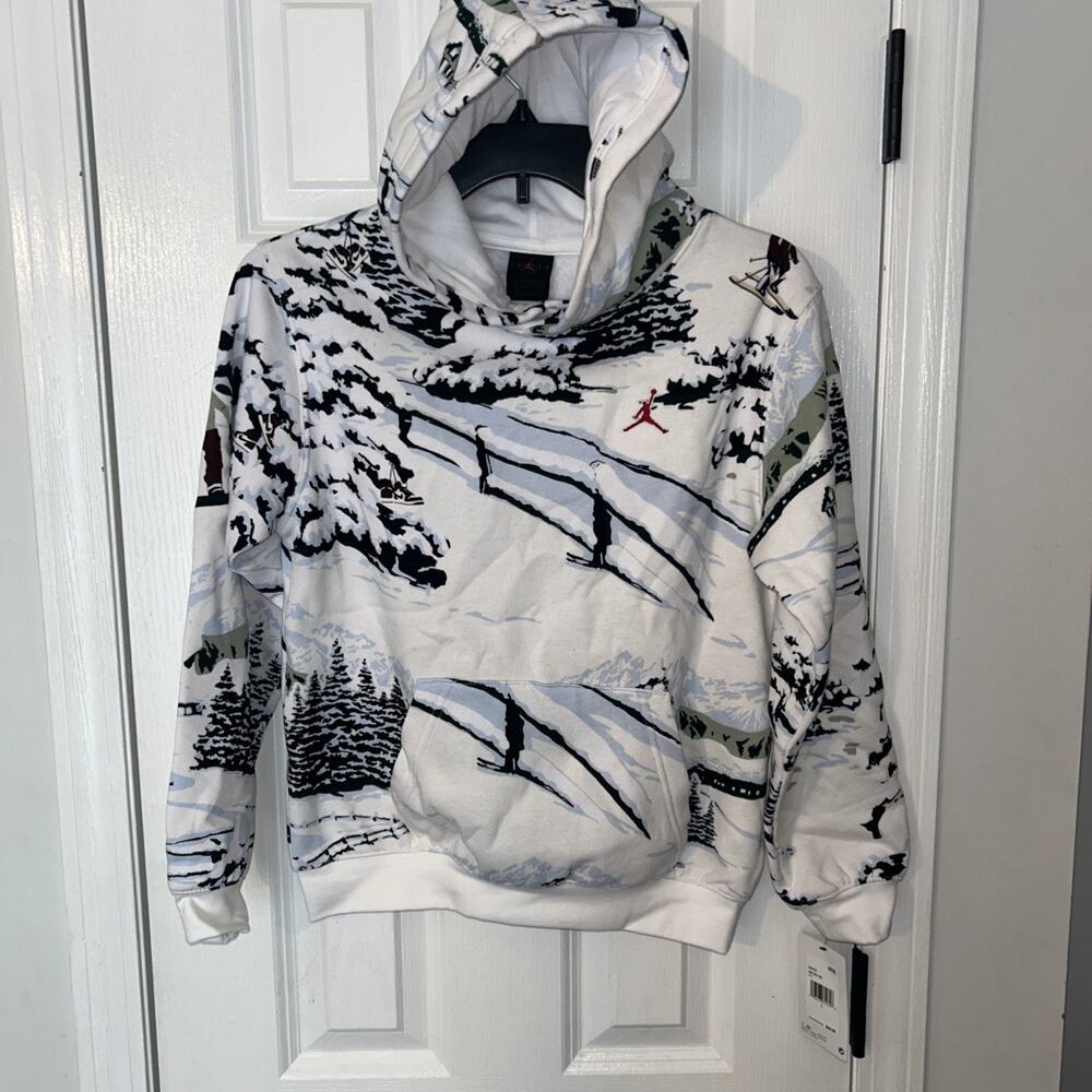 Jordan Holiday Snow Trees Hoodie Pullover Youth Large (12-13 yrs) DS W Tags